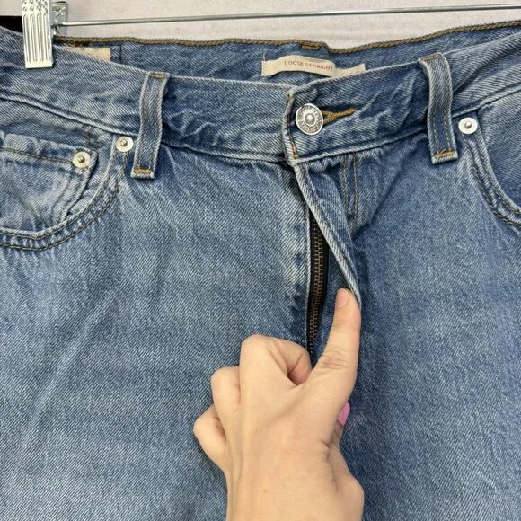 Levis Premium Loose Straight Jeans Mens 29x30 Blue Denim Waterless Relaxed Fit - Picture 5 of 15